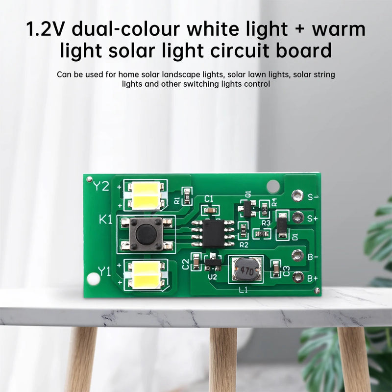 1.2V Bi-Color White + Warm Solar Light Circuit Board Solar Lawn Light Solar Fence Light Source Board Control Light Board DIY Kit