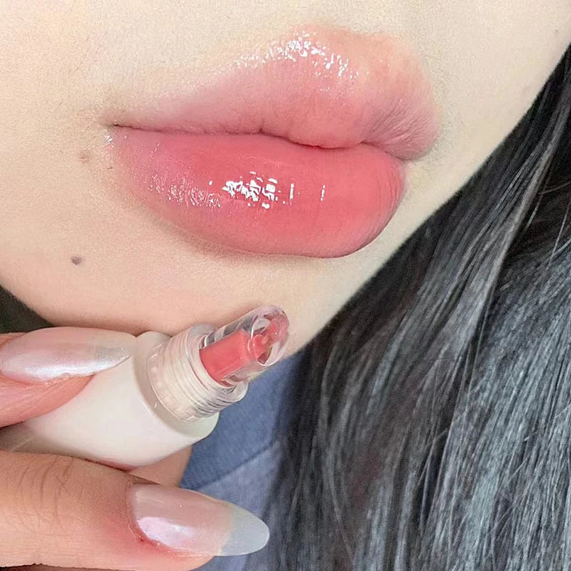 Brillo labial en gelatina, brillo labial duradero, lápiz labial hidratante de color, espejo, tinte labial al agua, maquillaje de belleza coreana para el cuidado de los labios