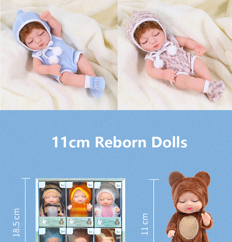 Muñecas Reborn de silicona de 11/19/30 cm, juguetes para bebés Reborn, muñeca de vinilo impermeable, linda mini muñeca Reborn para niñas, regalo de cumpleaños