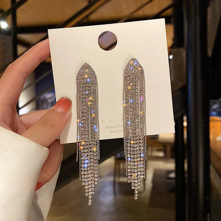 Pendientes largos de cristal con forma de hoja a la moda para mujer, regalo romántico de San Valentín, aniversario, joyería nupcial para fiesta de boda