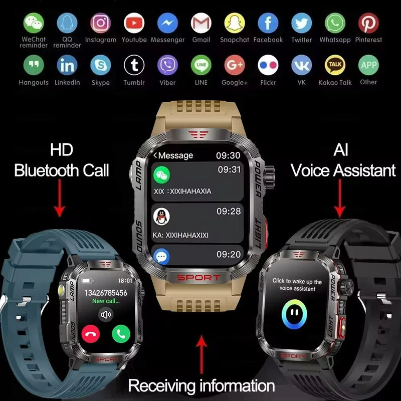 Reloj inteligente deportivo profesional para exteriores con GPS, nuevo reloj inteligente para hombre con control del ritmo cardíaco, llamadas por Bluetooth, resistente al agua hasta 3 ATM, para natación y fitness, 2024