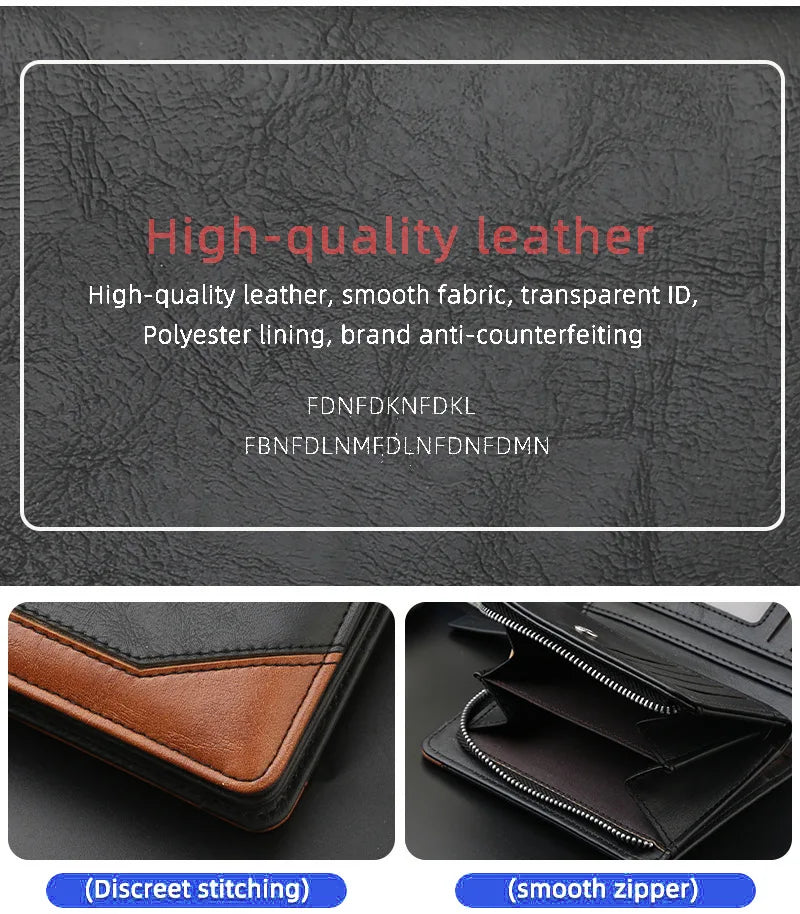 New Men's Wallet, Gentleman Retro Minimalist Multi Slot Billfold, Short Fashionable Youth Large Capacity Money Bag 12*9*3.5cm