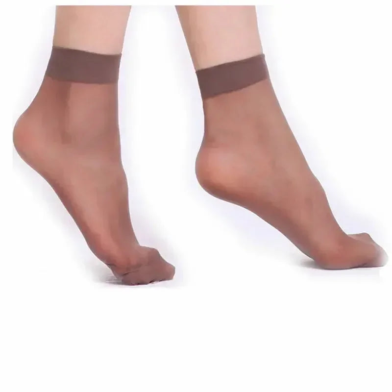 10/50pcs Black Skin Socks Women Sexy Ultrathin Stockings Female Transparent Nylon Crystal Short Ankle Sock Non-Slip Silk Meias