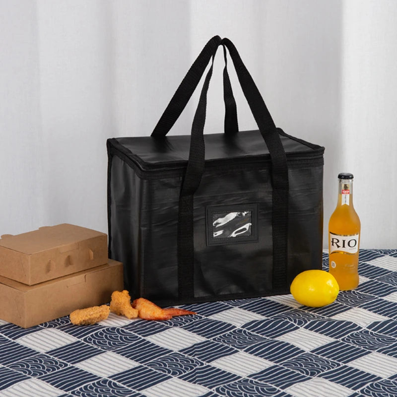 Bolsa térmica portátil de gran capacidad con cremallera, para el almuerzo, para el congelador, para acampar, para picnic, para alimentos de aluminio