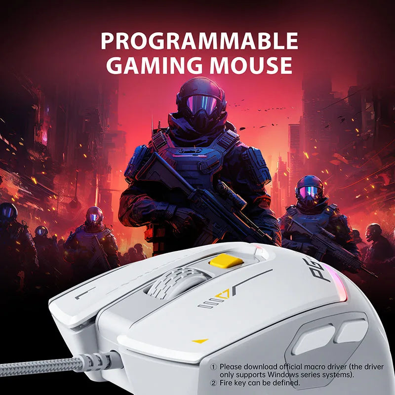 INPHIC PG1 Wired Gaming Mouse Ergonomic E-sports Macro Programming RGB Competitive Peripheral [Hardware Macro +1000 Return Rate]