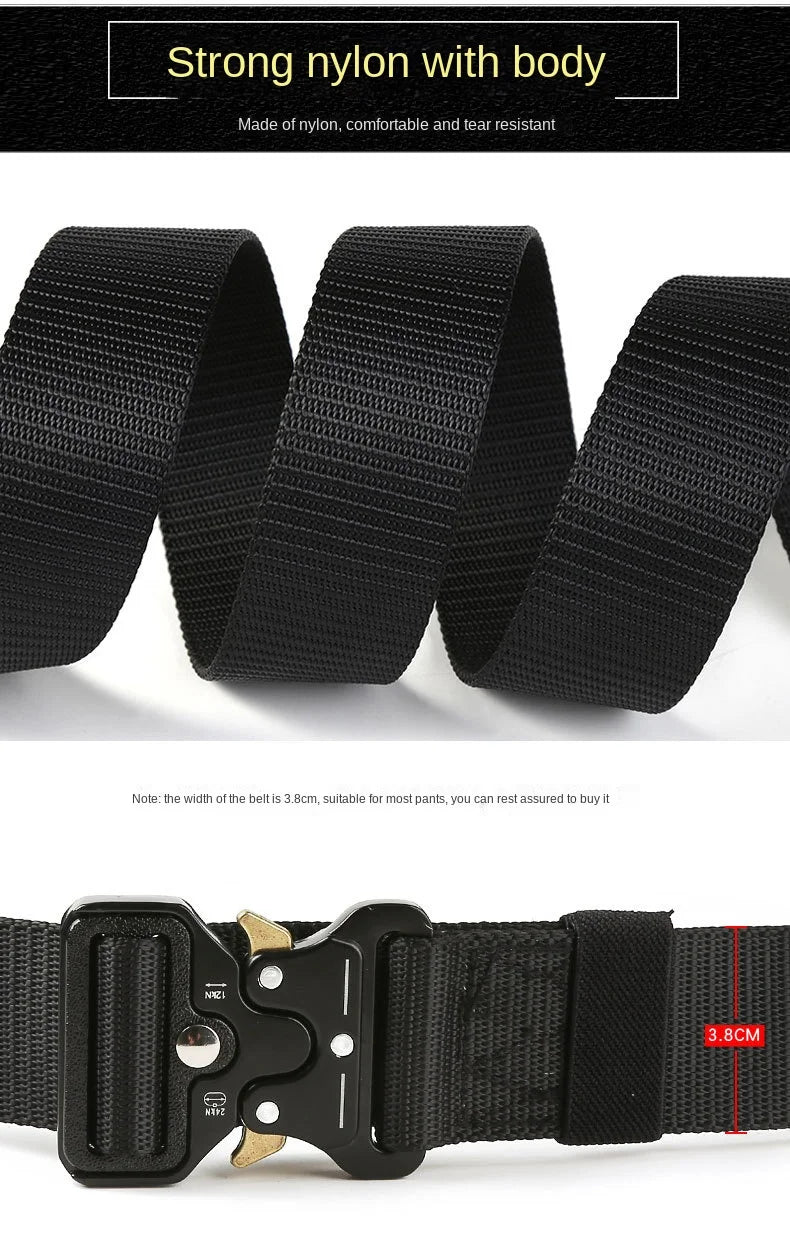 New Men's Belt Outdoor   Hunting Tactics Belt Multi Functional Buckle Nylon Belt Marine Corps Canvas Metal  Buckle