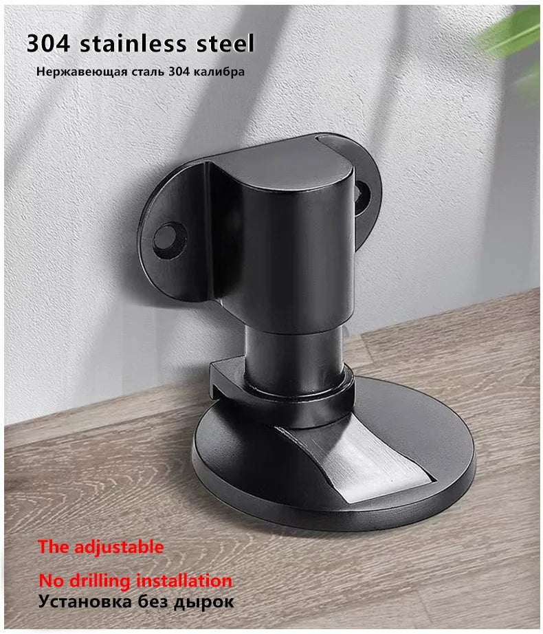 Adjustable Suction No Punching 304 Stainless Steel Door Suction Lift Door Collision Preventer Toilet Strong Magnetic Door Stop