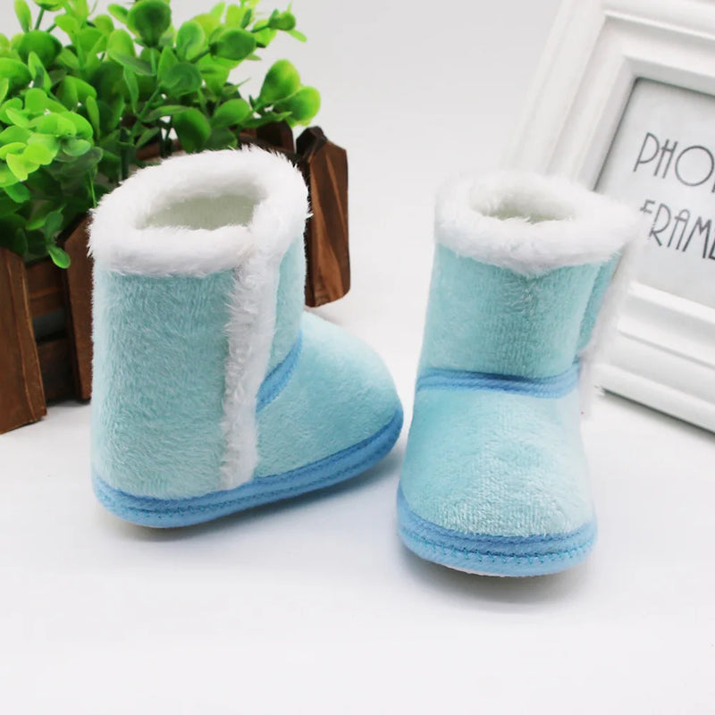 Botas cálidas para recién nacidos y niños pequeños, primeros pasos de invierno, zapatos para bebés y niños, botines de nieve de piel con suela suave, botas de nieve para niños de 0 a 18 meses