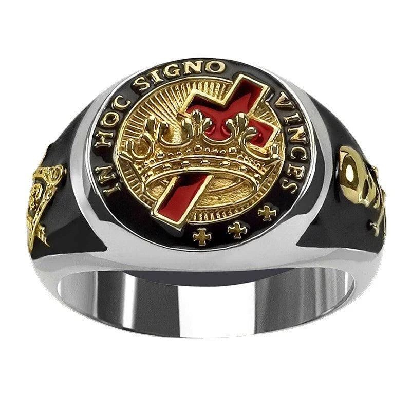 Anillo de personalidad de moda para hombre con cruz de calavera de estilo europeo y americano