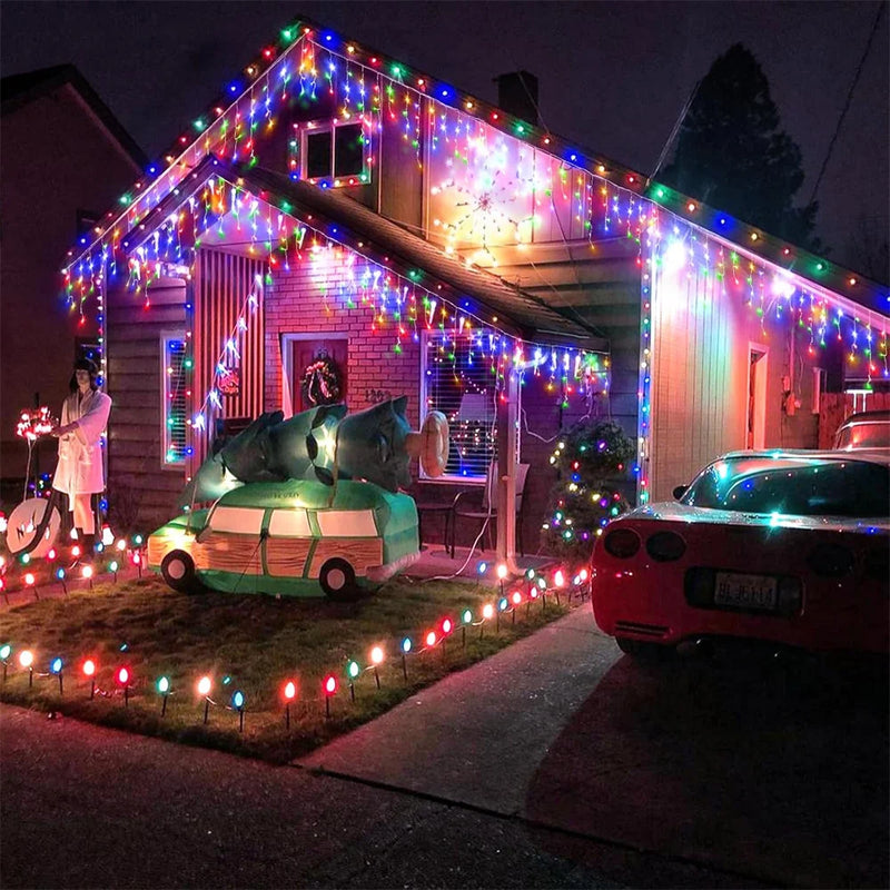 Christmas Lights Outdoor Led Icicle Curtain String Lights 4m 20m Street Garland Fairy Lights For New Year Christmas ornaments