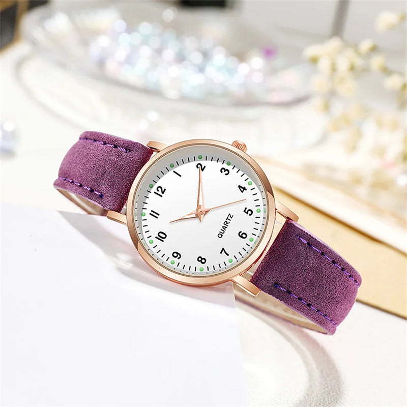 Relojes de mujer, pulsera de cuero luminosa, reloj sencillo, elegante reloj de cuarzo de moda, relojes de pulsera para mujer, reloj femenino