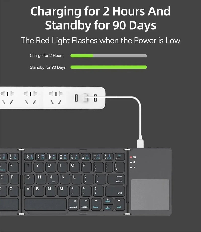 Mini Keyboard Wireless Folding Keyboard Bluetooth Foldable Keyboard With Touchpad for Windows Android iPad Phone Rechargeable