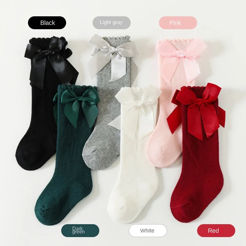 Calcetines de bebé con lazo grande para niñas, calcetines de princesa para estudiantes, calcetines de algodón para niños y niños pequeños, accesorios para bebés, ropa para recién nacidos