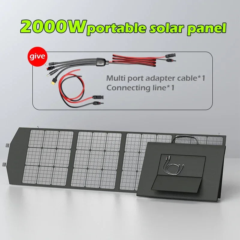 Flexible Foldable Solar Panel High Efficience Travel & Phone & Boat Portable 12V 2000w 1500w 1000w 500w Solar Panel Kit