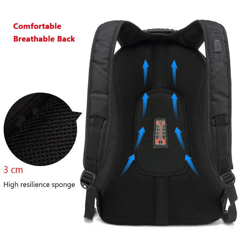 Mochila multifuncional suiza duradera para computadora portátil de 17 pulgadas, bolsa de viaje, mochila universitaria, puerto de carga USB, resistente al agua