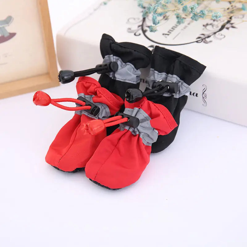 4pcs/set Waterproof Pet Dog Shoes Anti-slip Rain Boots Footwear for Small Cats Dogs Puppy Dog Pet Booties Pet Paw Accessories