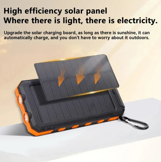 200000mAh Solar Power Bank Large Capacity Outdoor Wild Fishing Camping Mobile Power Portable with Compass Supply Fast Charging