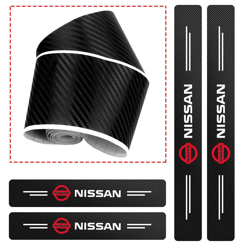 4 piezas de pegatinas protectoras de umbral de fibra de carbono para placa de puerta de coche para Nissan Qashqai Tiida j10 j11 2019, accesorios para automóviles