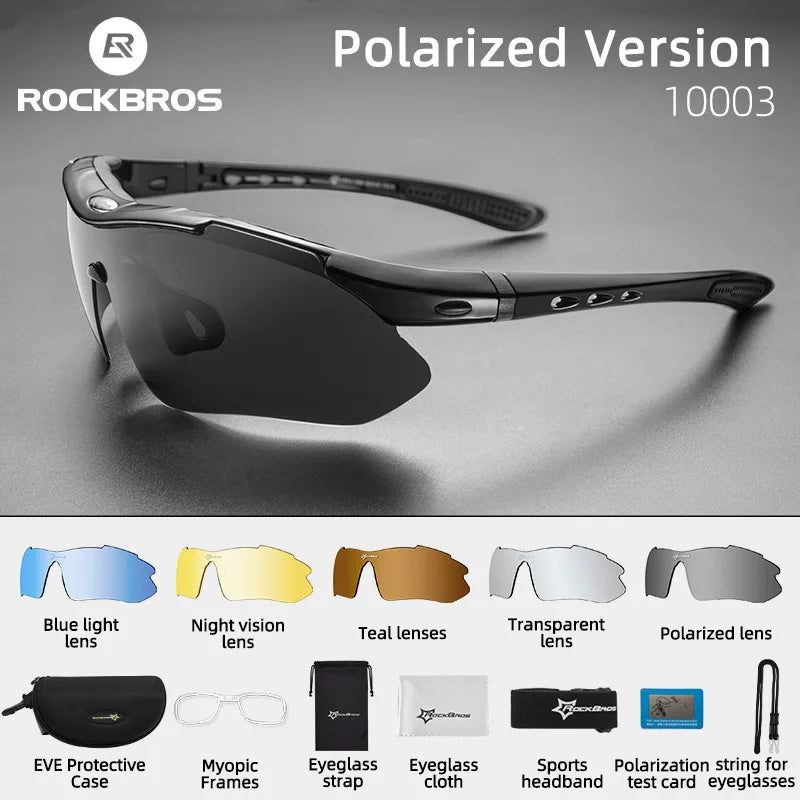 Gafas de ciclismo polarizadas ROCKBROS, gafas fotocromáticas para deportes al aire libre, gafas de ciclismo MTB, gafas de PC, lentes 5/3, accesorio para bicicleta