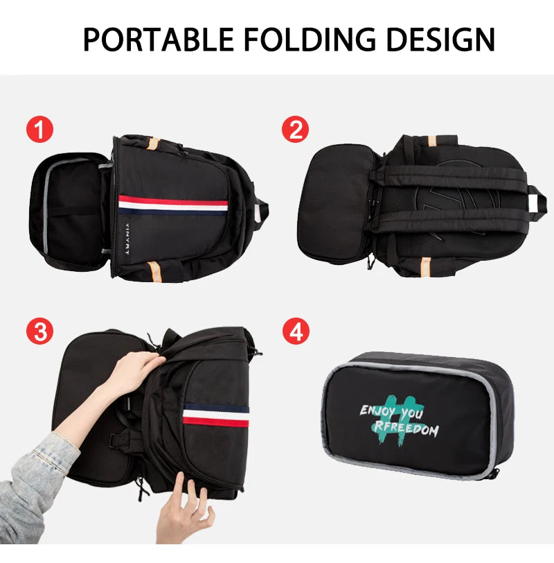 Mochila escolar TINYAT para hombres y mujeres, impermeable, para volver a la escuela, bolsa de viaje con almacenamiento de zapatos, plegable, resistente a las manchas para estudiantes