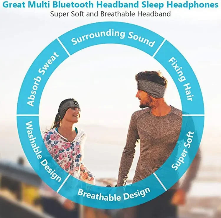 Auriculares Bluetooth para dormir, diadema deportiva, finos, suaves, elásticos, cómodos, auriculares inalámbricos para música, máscara para los ojos para quienes duermen de lado