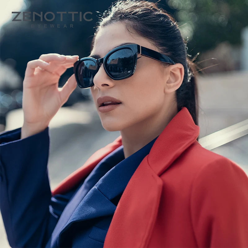 ZENOTTIC 2024 Gafas de sol polarizadas originales con montura de mariposa gruesa para mujer, gafas de sol con protección UV400, estilo ojo de gato