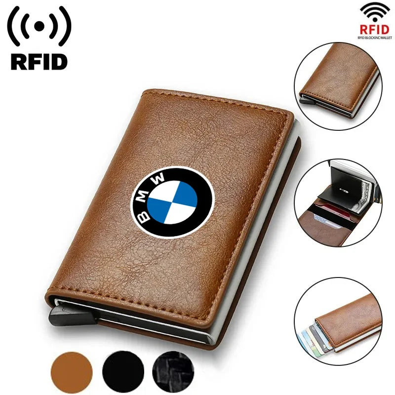 Tarjetero RFID para hombre, tarjetero de cuero, accesorios para coche, para BMW 3, E46, G20, E90, E60, F10, F20, F30, E39 M