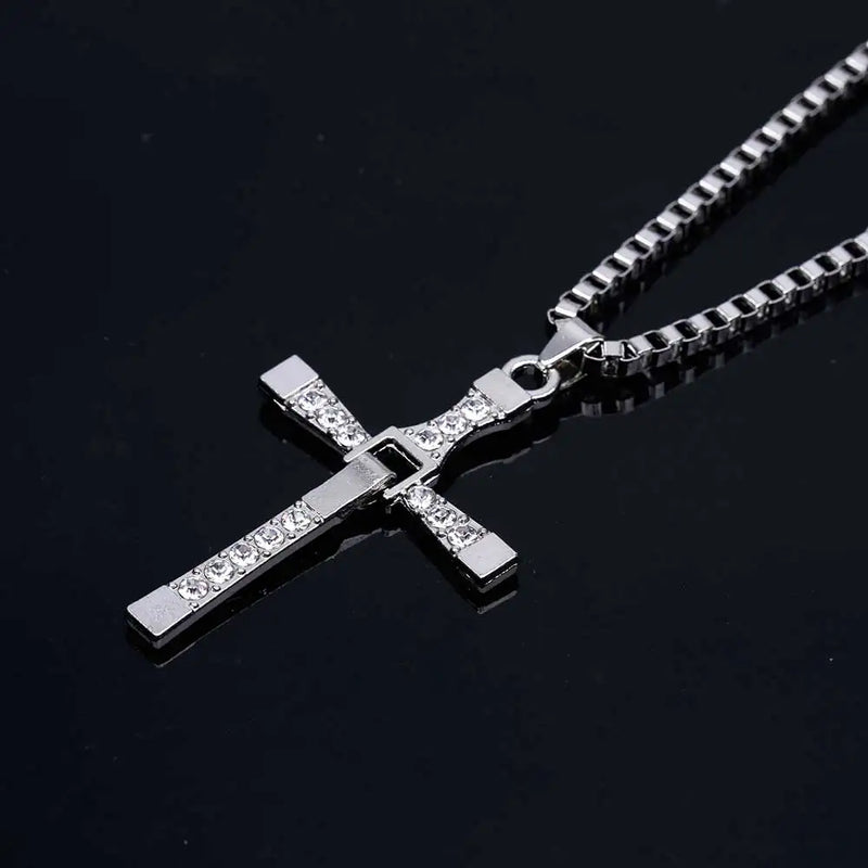 Dominic Toretto The Fast and The Furious Celebrity Vin Diesel Item Crystal Jesus Men Cross Pendant Necklace Gift Jewelry