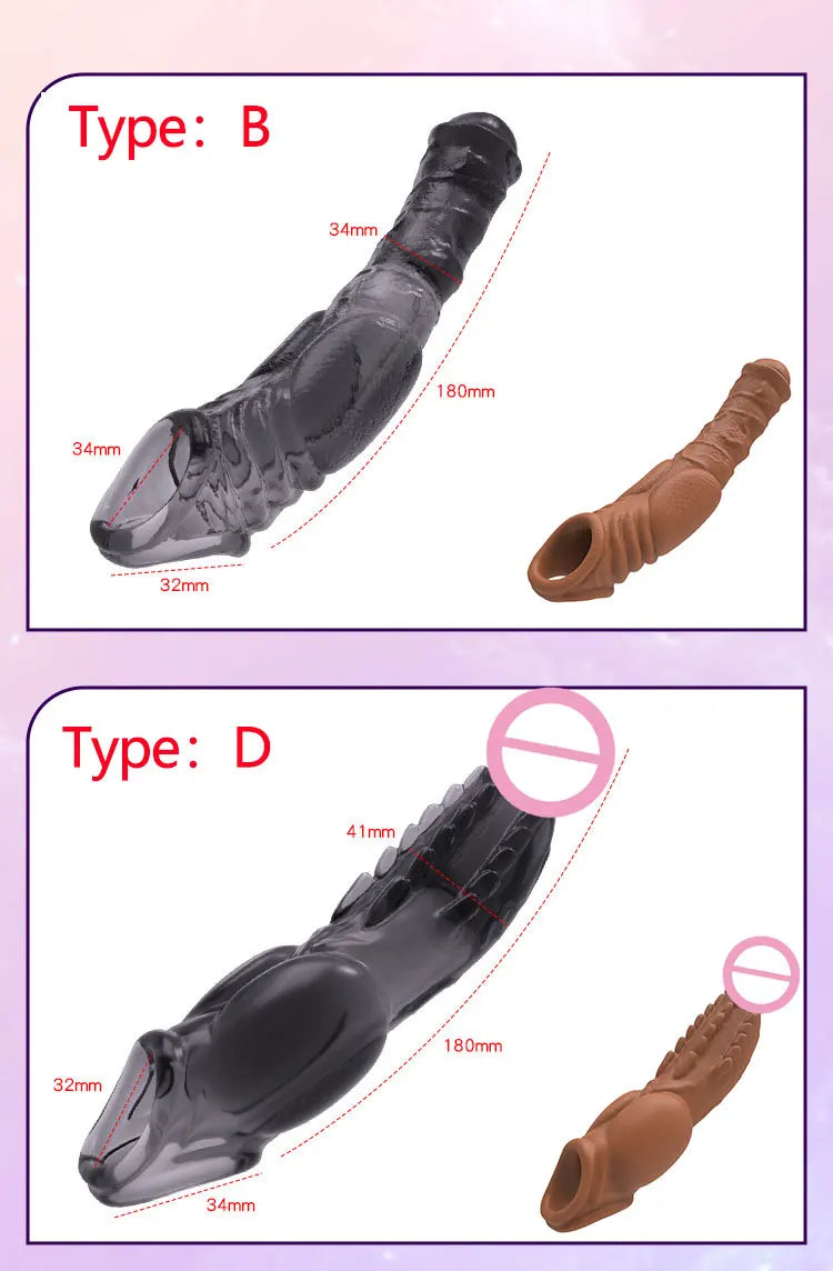 4 Types Penis Extender Enlargement Sleeve Vibrator Cock Ring Reusable Condom G Spot Vibrating Delay Ejaculation Sex Toys for Men