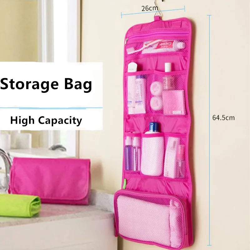 Bolsa organizadora colgante, plegable, para cosméticos, maquillaje, neceser de viaje, neceser de belleza, accesorios de baño