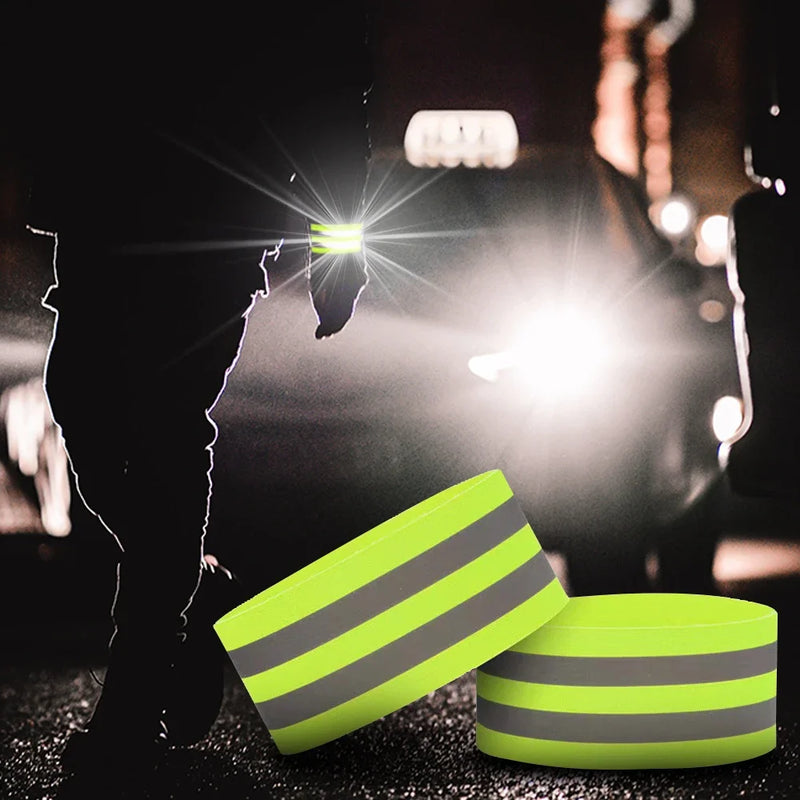 1/2 piezas de bandas reflectantes para muñecas, brazos, tobillos y piernas, correas reflectantes de alta visibilidad para ciclismo nocturno, cintas reflectoras de seguridad para correr