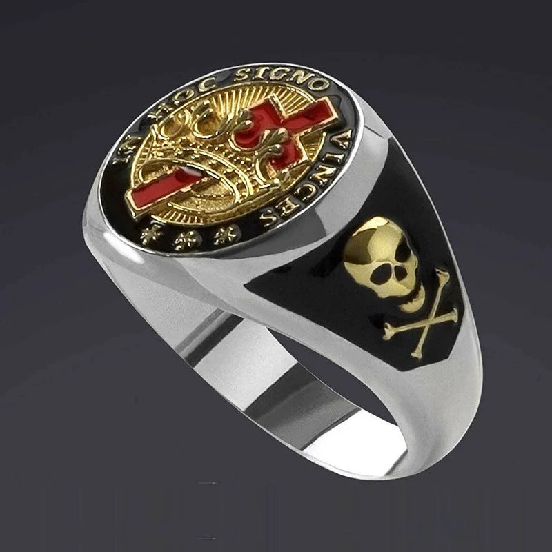 Anillo de personalidad de moda para hombre con cruz de calavera de estilo europeo y americano