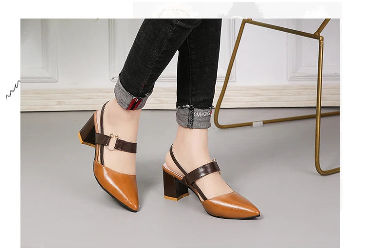 Elegant Women's Sandals Summer Casual Classic Office Chunky Heel Wedding Shoes Women Plus Pumps Shoes