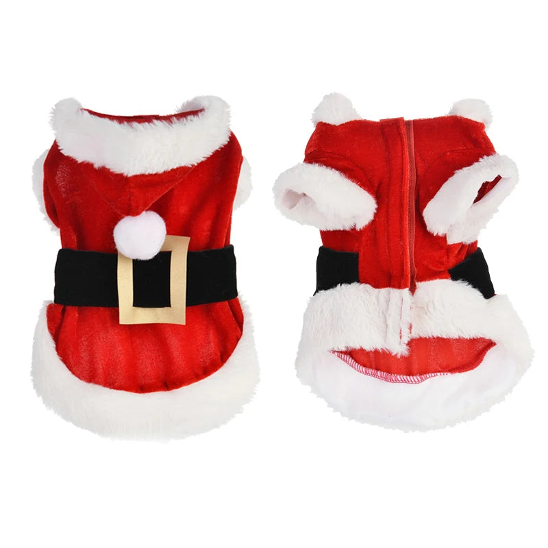 Ropa de disfraz de Papá Noel para mascotas, perros pequeños, abrigo de invierno con capucha para perros, chaquetas, ropa para cachorros y gatos, atuendo para chihuahua y yorkshire