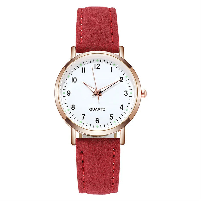 Relojes de mujer, pulsera de cuero luminosa, reloj sencillo, elegante reloj de cuarzo de moda, relojes de pulsera para mujer, reloj femenino