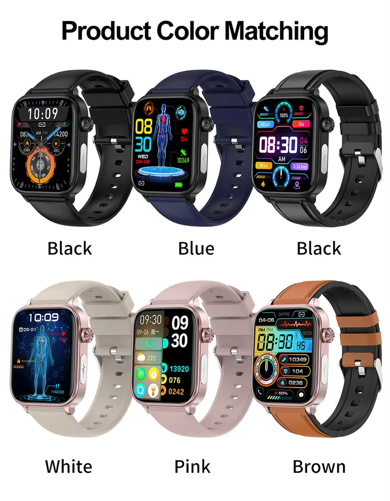 LIGE Health - Reloj inteligente de grado médico para hombre y mujer, con control del lípido en sangre, ácido úrico, ECG+PPG, temperatura corporal, llamadas por Bluetooth