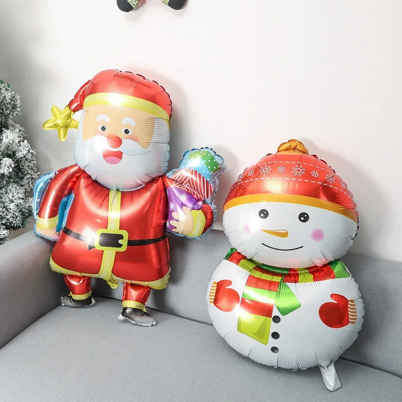 4D Large Christmas Standing Balloon Cartoon Santa Claus Snowman Xmas Tree Foil Balloons New Year Party Home Decoration Supplies