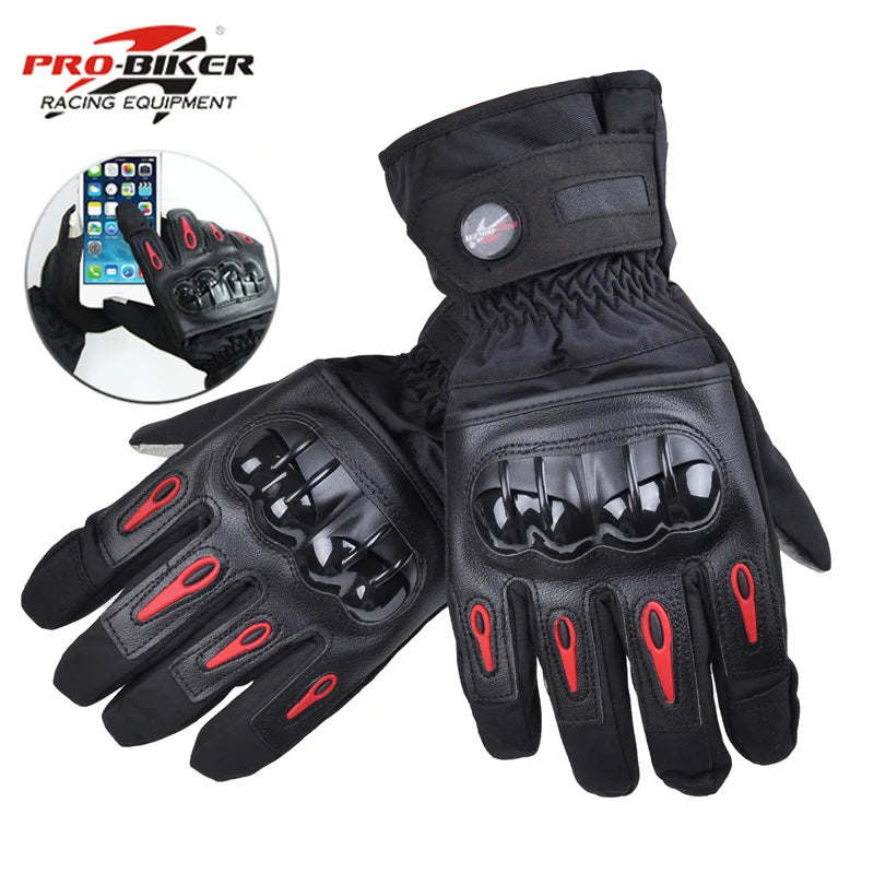 Guantes de motocicleta con envío gratuito para carreras, impermeables, resistentes al viento, de cuero cálido para invierno, para ciclismo, guantes fríos para bicicleta, guantes de motor Luvas