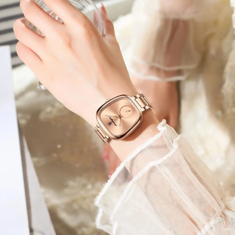 POEDAGAR Reloj de lujo para mujer Reloj de cuarzo de acero inoxidable resistente al agua para mujer Relojes de mujer de alta calidad Reloj elegante para mujer