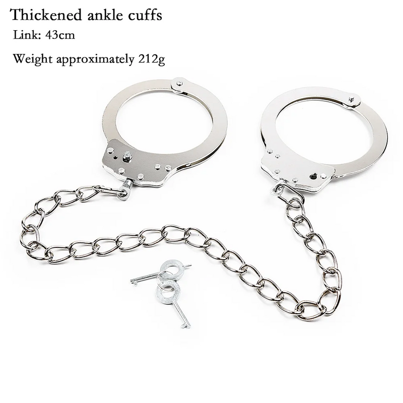 DUTRIEUX Stainless Steel Handcuffs BDSM Bondage Set Adjustable Metal Ankle Cuffs Chain Fetish Restraints Sex Toys For Couples