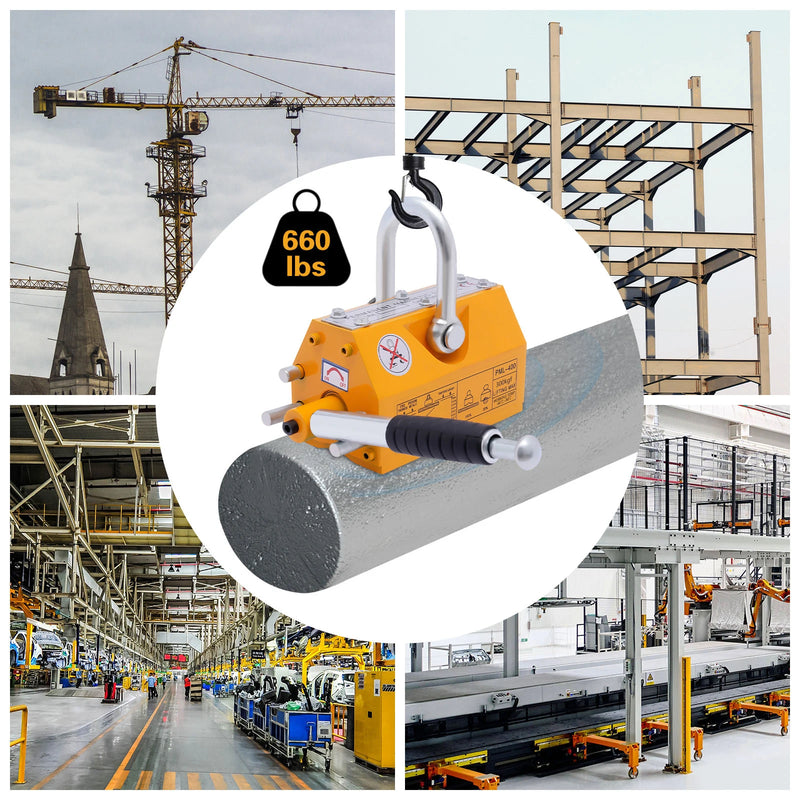 300kg/660lbs Steel Magnetic Lifter Heavy Duty Magnets Crane Hoist Lifting Magnet with Release Tool