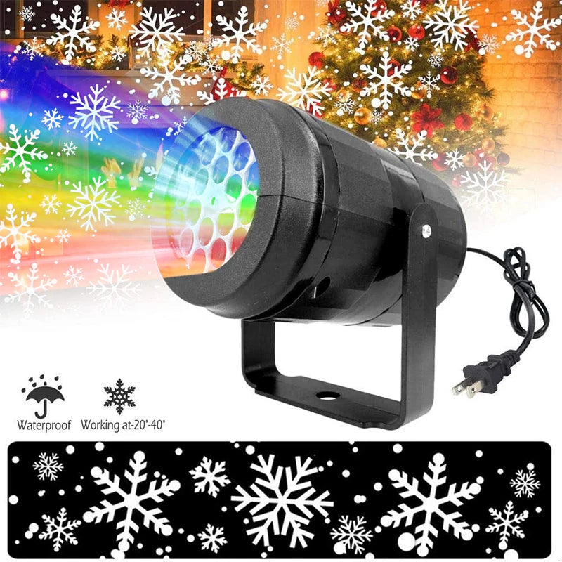 1pc-Christmas Storm 16 Pattern Rotating Projection Lamp Indoor Christmas Decoration