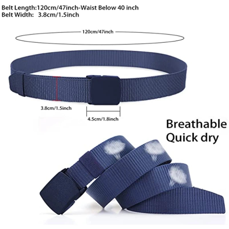 Newest 8 Colors Men Belts Military Nylon Adjustable Belt Outdoor Travel Tactical Waist Belt with Plastic Buckle for Pants 120cm