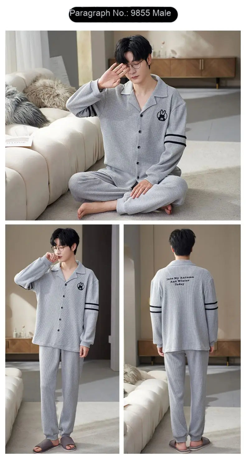 Couple's Pajamas Sleepwear Cotton Silk Men Warm Man Big Size Fluffy Lounge Pijama Stitch Loungewear Pyjama Knight Nightgowns