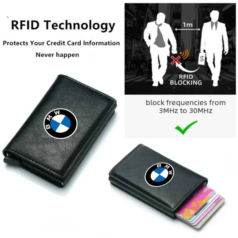 Tarjetero RFID para hombre, tarjetero de cuero, accesorios para coche, para BMW 3, E46, G20, E90, E60, F10, F20, F30, E39 M