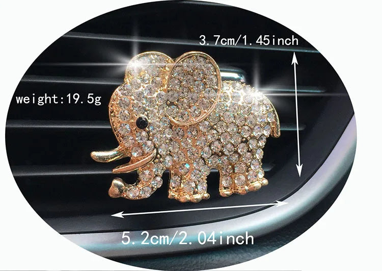 1 ambientador con forma de elefante de diamante para ventilación de coche, con clip para aromaterapia, fragancia, decoración de perfume, accesorios para coche