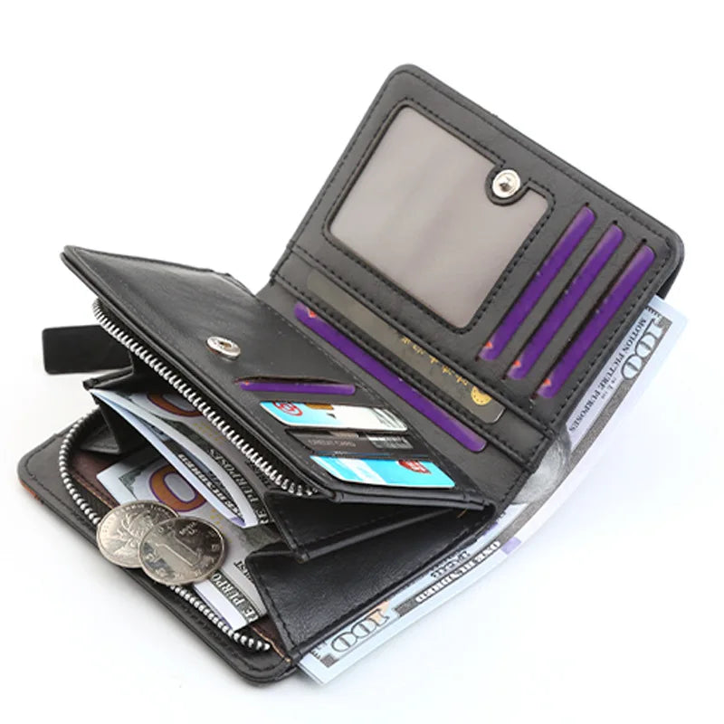 New Men's Wallet, Gentleman Retro Minimalist Multi Slot Billfold, Short Fashionable Youth Large Capacity Money Bag 12*9*3.5cm