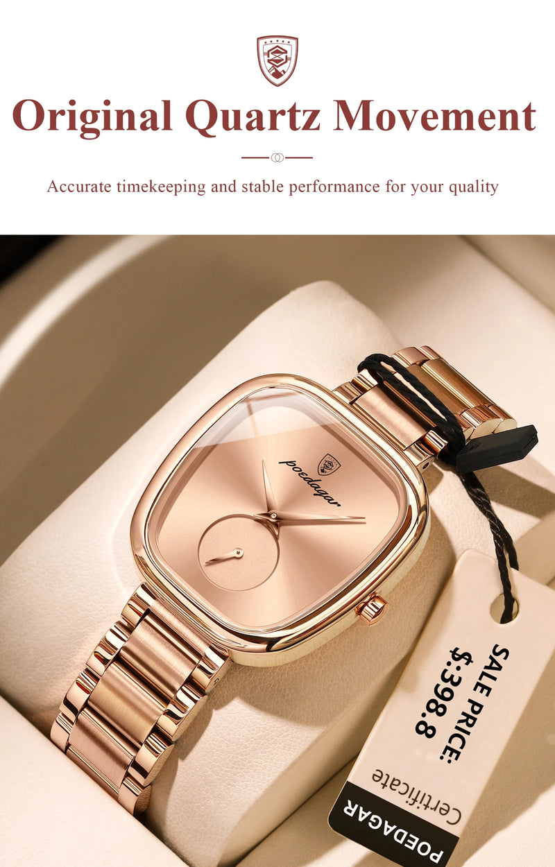 POEDAGAR Reloj de lujo para mujer Reloj de cuarzo de acero inoxidable resistente al agua para mujer Relojes de mujer de alta calidad Reloj elegante para mujer