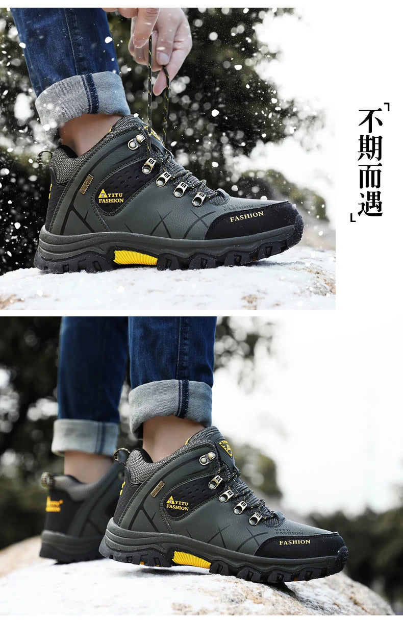 Botas de nieve para hombre, calzado para exteriores, botas de invierno a la moda, botas de senderismo, botines impermeables, calzado deportivo para caminar, trabajar y viajar