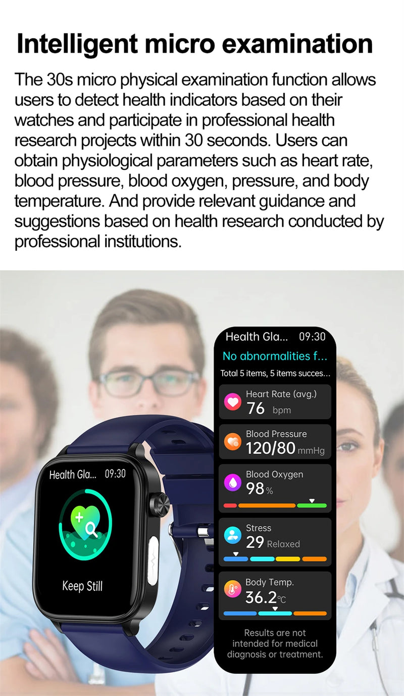 LIGE Health - Reloj inteligente de grado médico para hombre y mujer, con control del lípido en sangre, ácido úrico, ECG+PPG, temperatura corporal, llamadas por Bluetooth